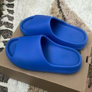 Blue Yeezy slides